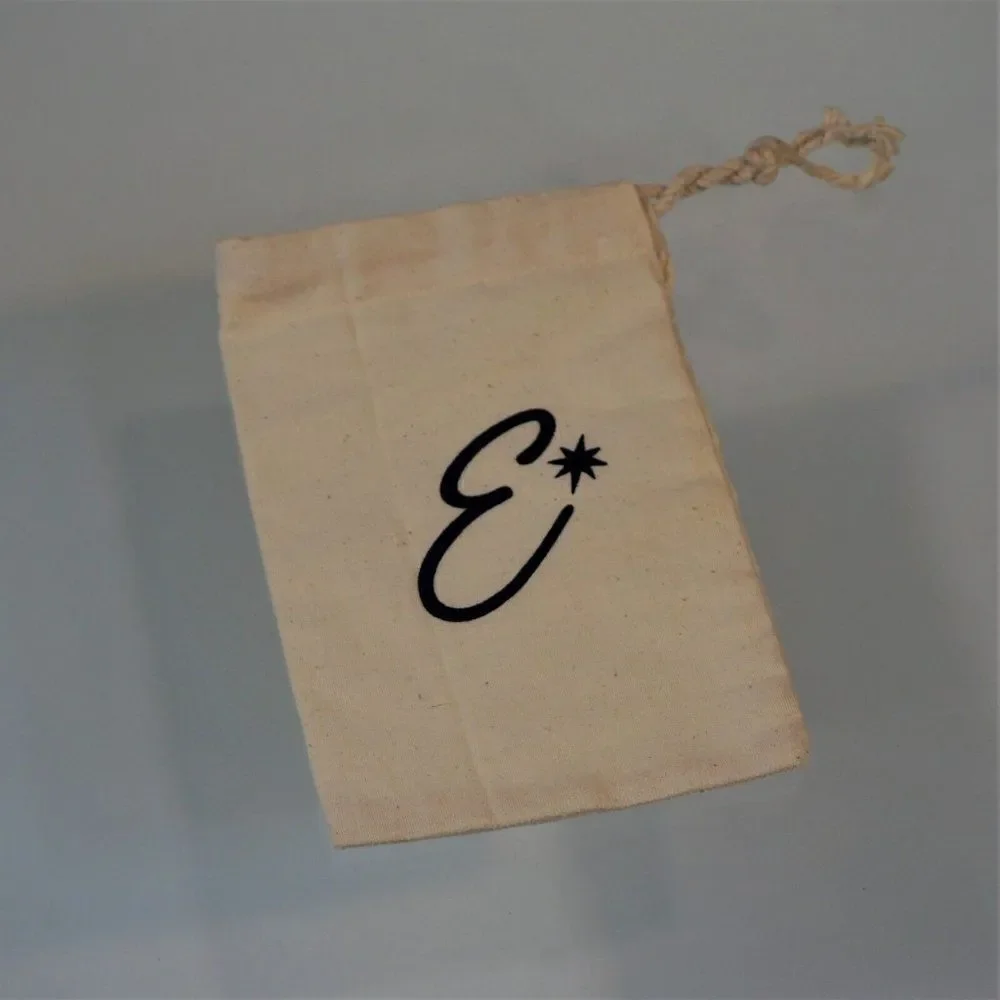 E Silver Jewelry Pouch Bleached Linen Drawstring Dust Bag Gift Bag